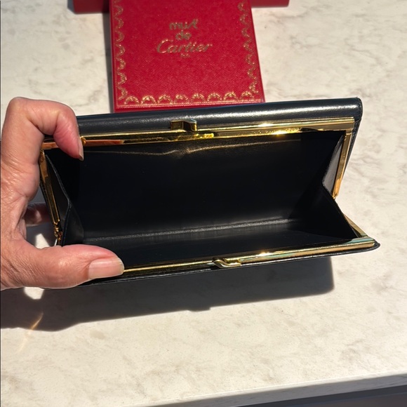 Cartier Black and Gold Leather Clutch - Picture 6 of 12